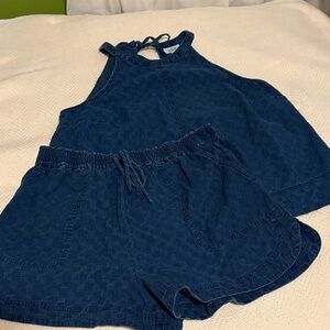 a.n.a tank and short set 100% cotton lightweight denim